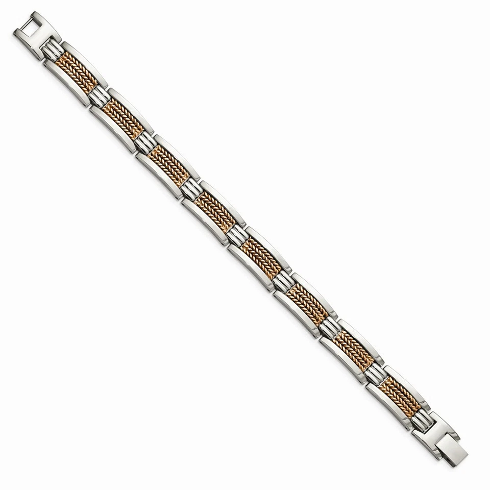 Stainless Steel Polished Rose IP-Plated Bracelet - Image 3 of 4