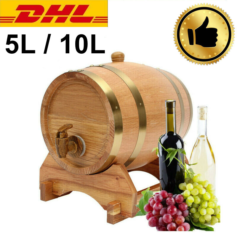 HOLZFASS 5/10 Liter ZAPFHAHN EICHENHOLZFASS WHISKYFASS WEINFASS klein FASS