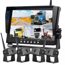9" Wireless DVR Monitor 4 RV Round Reverse Camera Rear Side View for Trailer Bus