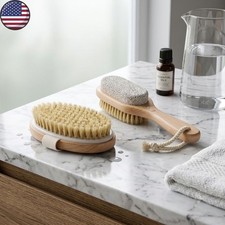 Body Brush Foot File Set Dry Wet Brushing Exfoliating Bath Scrubber