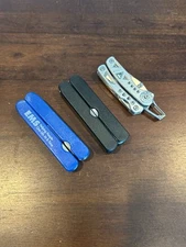Lot of 3 Large & Small Multitools Various brands conditions.  tools etc.. A607