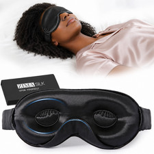 Premium 22-Momme Mulberry Silk 3D Sleep Mask, for Side Sleepers, Black, New