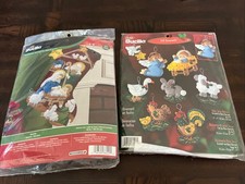 Bucilla NATIVITY Felt Christmas Stocking Kit 86449  Ornaments 84598 Unopened