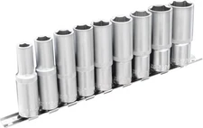 DAKCOS 9 Piece 1/2 Inch Drive Metric Deep Socket Set 10-24MM Lenth 76mm CR-V