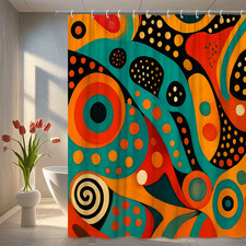 Colorful Abstract Shower Curtain for Modern Bathroom Decor
