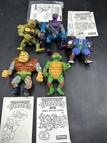 Vintage Teenage Mutant Ninja Turtles Action Figure Lot Of 5. ML