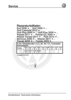 VW Repair Manual 1.4L EA111 Turbo/Compressor CAVA CAVD
