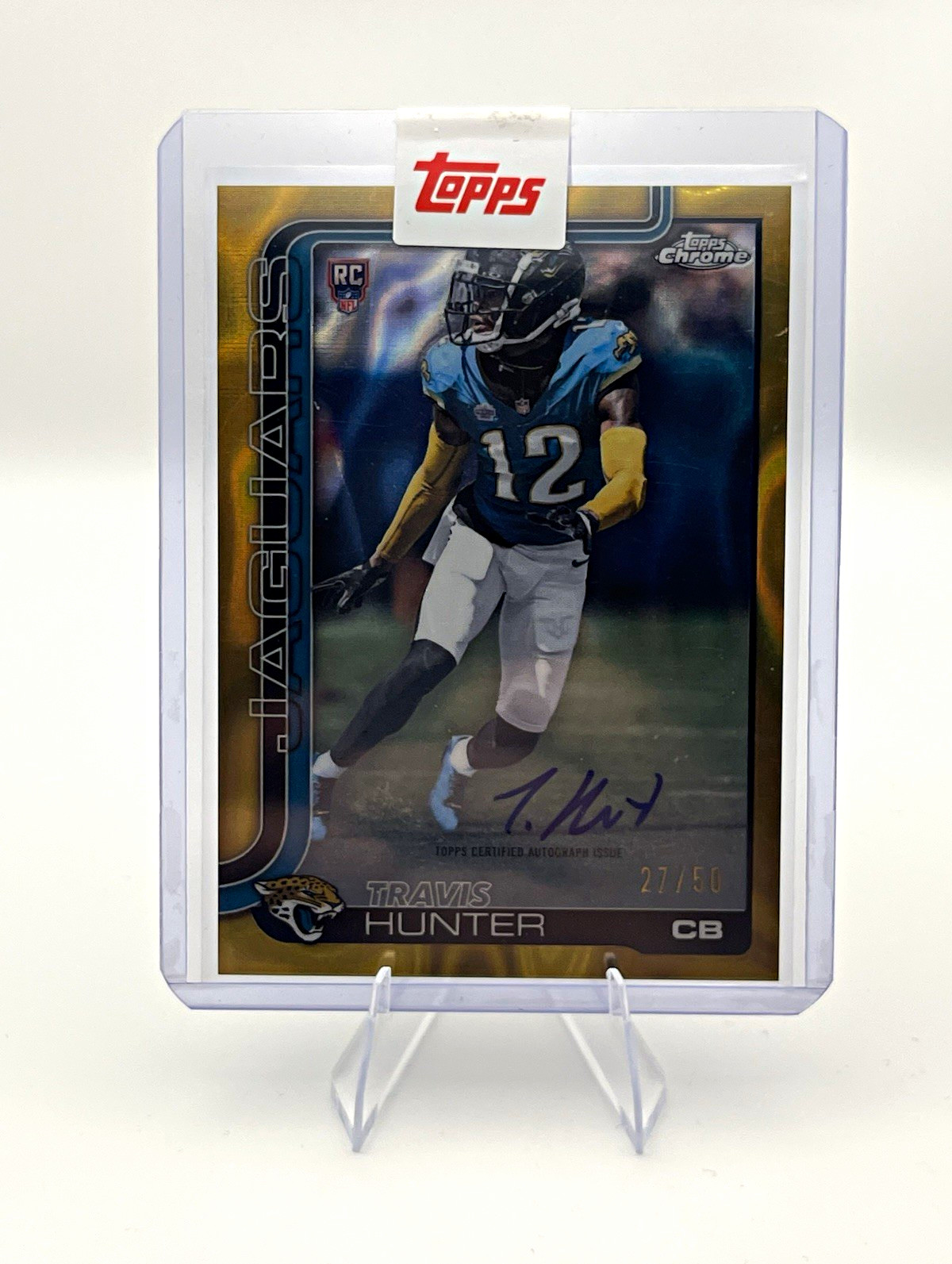 Topps 2025 Chrome Football Travis Hunter Rookie Auto RA-THU 27/50 Jaguars