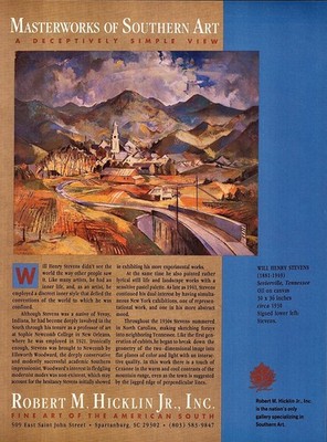 1991 WILL HENRY STEVENS Art Gallery Exhibition Seviervil1e Tn. 1-Pg Mag PRINT AD