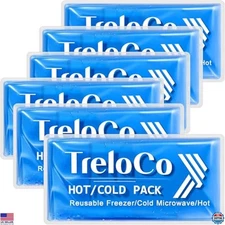TrelaCo 6 Pcs Gel Ice Packs for Injuries, 9.4" x 4.7" Hot and Cold Gel Ice Packs