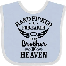 Inktastic Handpicked For Earth By My Brother In Heaven Angel Wings Baby Bib Halo