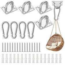 Crochet Plafond INOX, Lot de 4 M5 Fixation Pontet Plaque à Oeillet en Acier