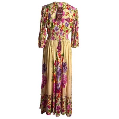me 2 magic maxi dress NWT ME 2 MAGIC Boho Floral Maxi Dress womens S Small Beige Crinkle Gauze  New