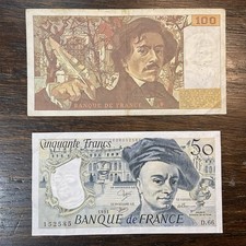 FRANCE - Currency Lot - 2 Banknotes - 1970's-1990's