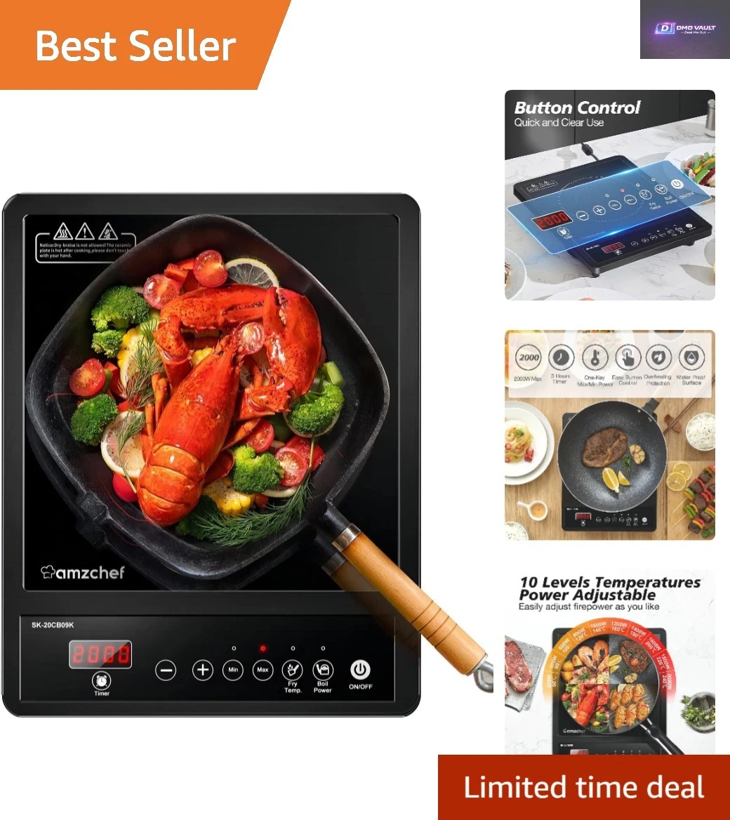 Lightweight Induction Cooker with Durable Black Glass and Safety Controls, 2000W
Opens in a new wind