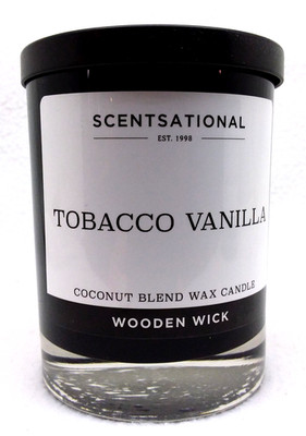 1x 11 oz Scentsational TOBACCO VANILLA 1-Wooden Wick Medium Candle Coconut Blend