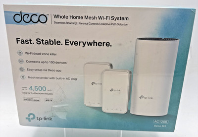 TP-LINK AC1200 Whole Home Mesh WiFi System Deco M3 (3-pack) Extender NEW SEALED