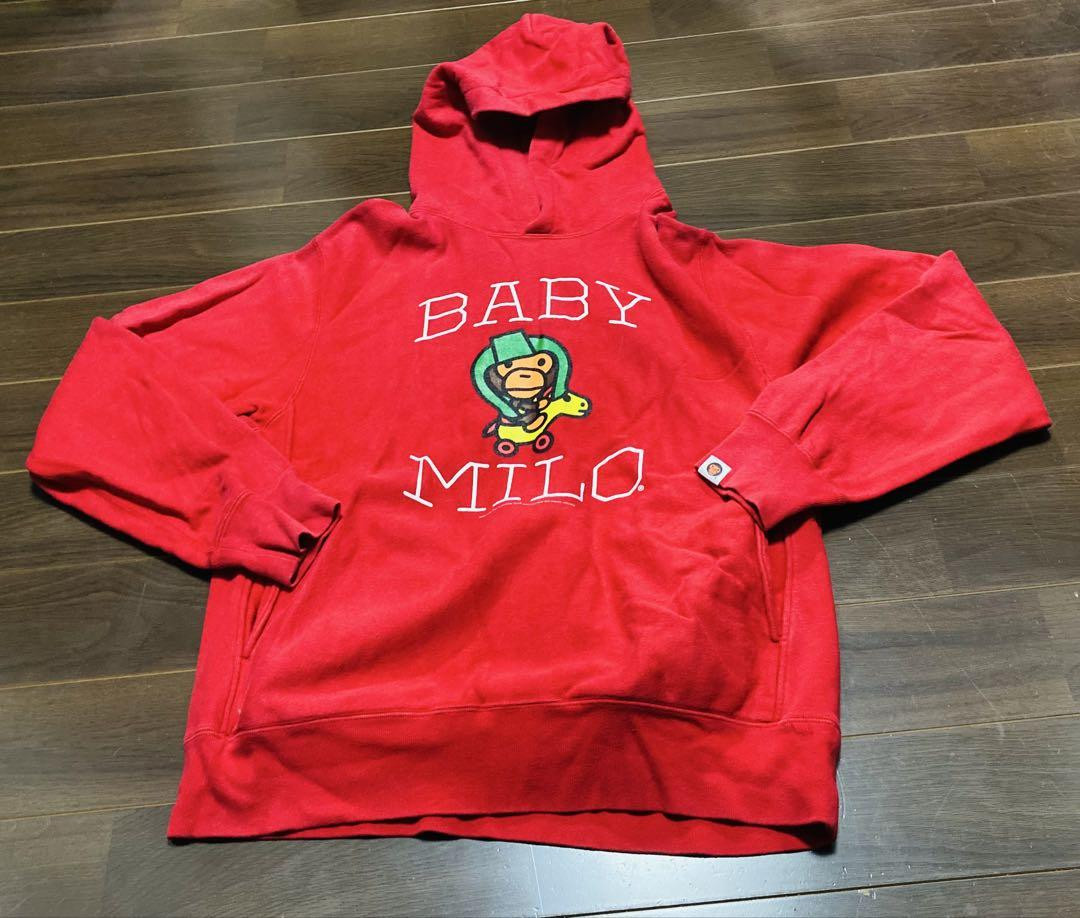 A Bathing Ape Baby Milo Graphic Cotton Pullover Hoodie Red