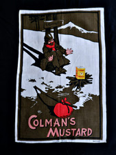Vtg Pictorial Colmans Mustard *To Klondike*  Irish linen tea towel