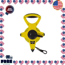 100 ft. Power Winder Tape Measure, Reel, Fast, Rewind, Fractional Decimal Scale.