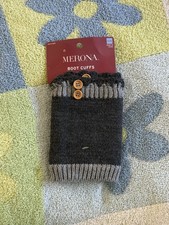 Y2K Merona Knee Length Knit Two Tone Gray Button Winter Sweater Boot Cuffs