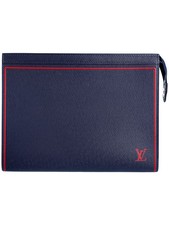 Louis Vuitton Taiga Black Leather Pochette Voyage Clutch Bag