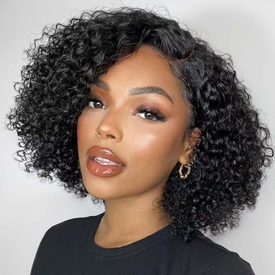 Short Curly Bob Wig Human Hair 13x4 HD Lace Front Wigs Human