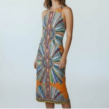 Gianni Bini Women Dress Orange Small Oh Darling Dreamcatcher Midi Boho Gypsy