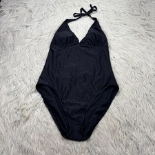 NWOT Old Navy Women's L Classic Black Halter Neck One Piece Swimsuit