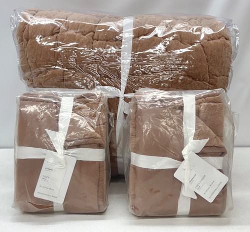 NEU Pottery Barn Cozy Cloud Handarbeit FULL/QUEEN Quilt mit 2 STD. Shams ~ Palisander