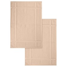 100 Cotton Bath Mats Set 2 PCS 1350 GSM Thick Plush Beige 24x17 Inch
