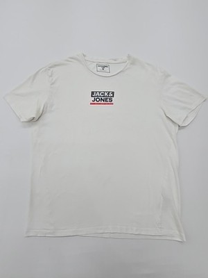 Jack & Jones Men's White Core Logo T-Shirt Size 2XL Crew Neck