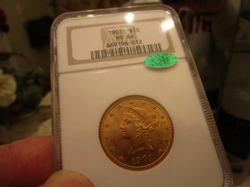GOLD - NGC & CAC STICKERED  1901 LIBERTY HEAD EAGLE  MS-64  1/2 OZ   OUTSTANDING