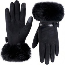 Women Winter Gloves With Touch Screen Fingers Thermal Windproof Mittens