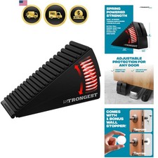 Heavy Duty Adjustable Door Stopper Spring Black for Thick Doors Indoor Outdoor