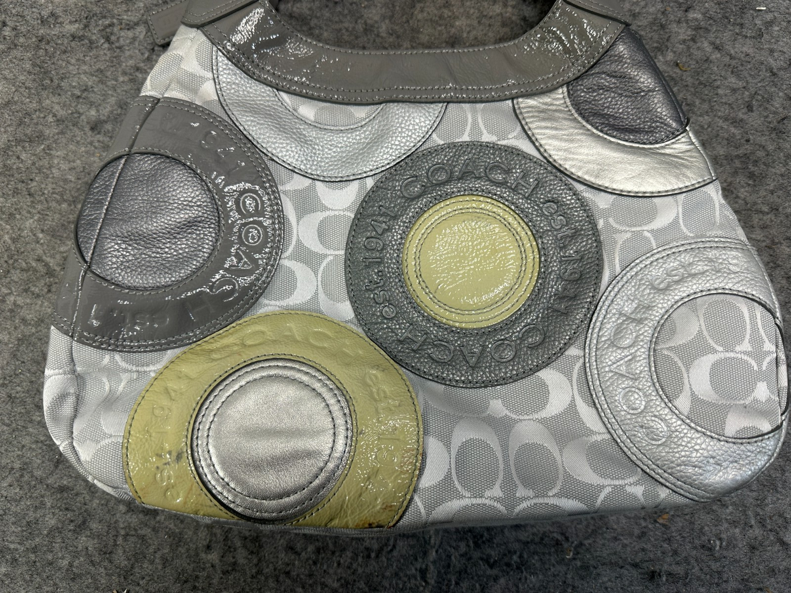 Coach Metallic Round Patchwork Canvas Leather 3 C… - image 4