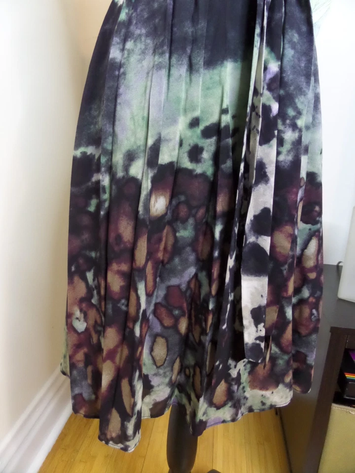 Vestido Andrew Marc Sin Mangas Cuello Alto Forrado Mezcla Seda Pintura Acuarela Talla 6 Foto 3 de 4