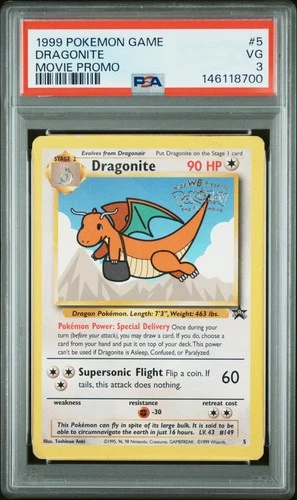 1999 POKEMON GAME MOVIE PROMO #5 DRAGONITE PSA 3