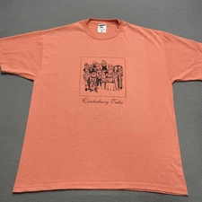 Vintage Canterbury Tales Shirt Mens XL Coral Graphic Book Made USA 90s Jerzees