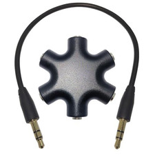 5-Jack Audio Headphone Splitter 5 Way for 3.5mm Devices Multi 1 pack, Black