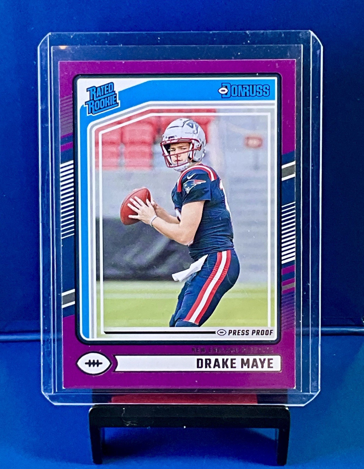 2024 Donruss Drake Maye #379 Rated Rookie Purple Press Proof