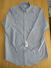 NOS Brooks Brothers Blue Supima Oxford Cloth Button Down 16.5-33 Slim Fit
