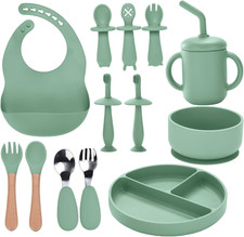 Silicone Baby Feeding Set,13Pcs Baby Feeding Essentials with Suction Bowl and Pl