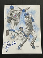 JOE MADDON ~ Signed Chicago Cubs Print w/ BRYANT ~ LESTER ~ CHAPMAN ~ 2016 WS
