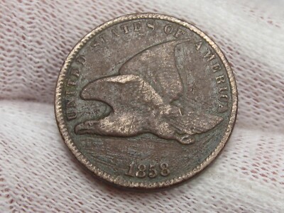 1858 SL Flying Eagle Penny Cent VF but Corrosion.  #50
