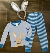 GYMBOREE Blue EASTER BUNNY Pajamas Sz. 4 with EARS Headband