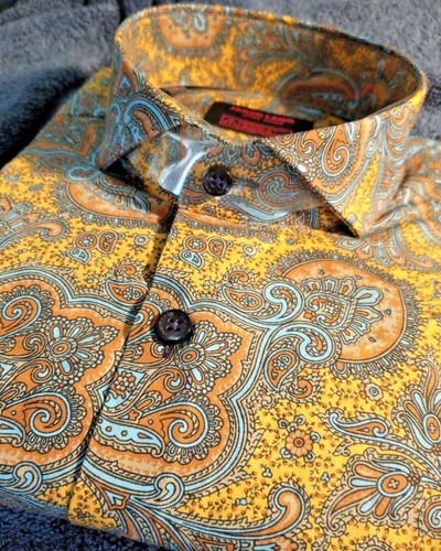 NWT Jared Lang Men's Size Medium Short Sleeve Button Down Shirt Classy Paisley A - Picture 10 of 16