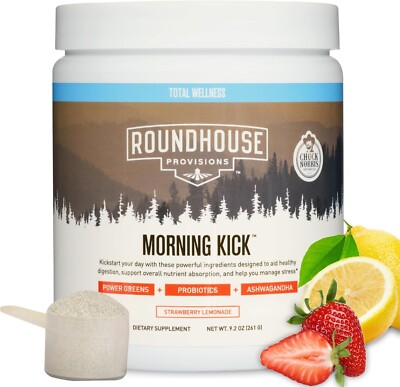 ROUNDHOUSE PROVISIONS MORNING KICK-DIGESTIVE POWDER-STRAWBERRY LEMONADE 9.1 0Z