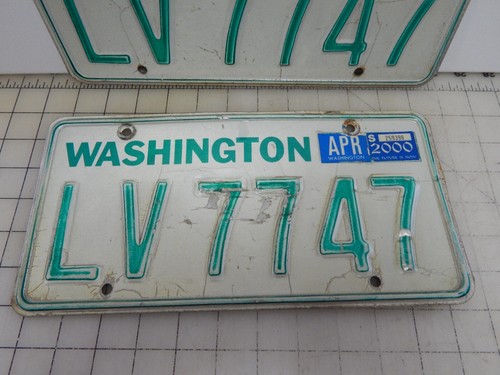 Pair Vintage Washington State License Plate 2000 Tabs , two letter 1980's green - Picture 6 of 13