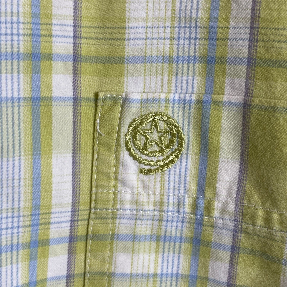 Camisa xadrez George Strait Wrangler masculina manga longa preta branca com botões M - Imagem 3 de 4